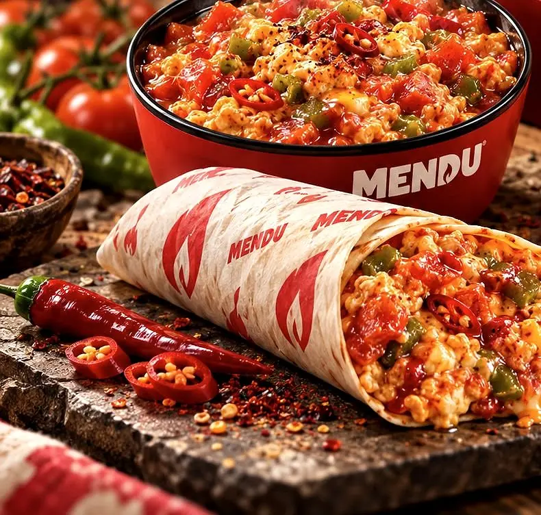 MENDU Hot: acılı menemen, taze acı biber ve pul biber